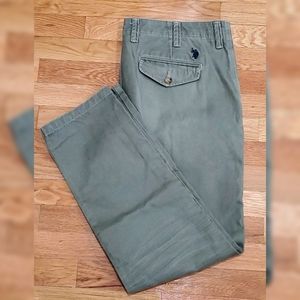 US POLO ASSN Army Green Chino Pants 38 30 Slim